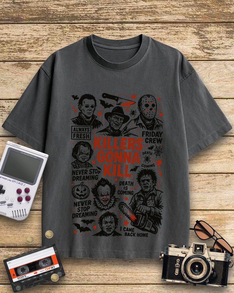 TheRetroTee Killers Gonna Kill 1980s Halloween Cotton T-Shirt