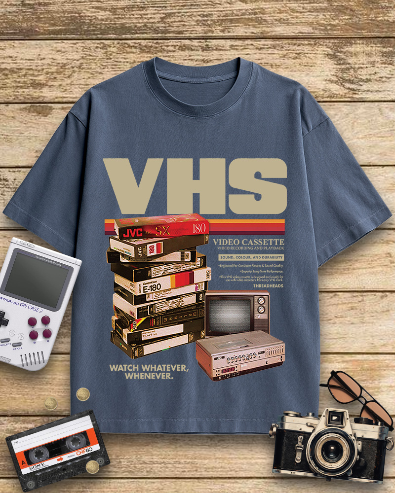 TheRetroTee VHS Tapes 1980s Cotton T-Shirt