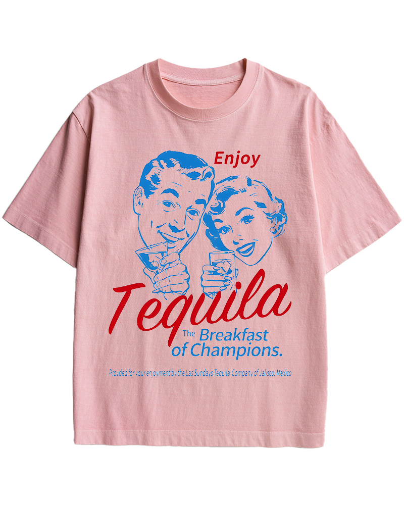 TheRetroTee Enjoy Tequila The Breakfast Of Champions 1950s Cotton T-Shirt