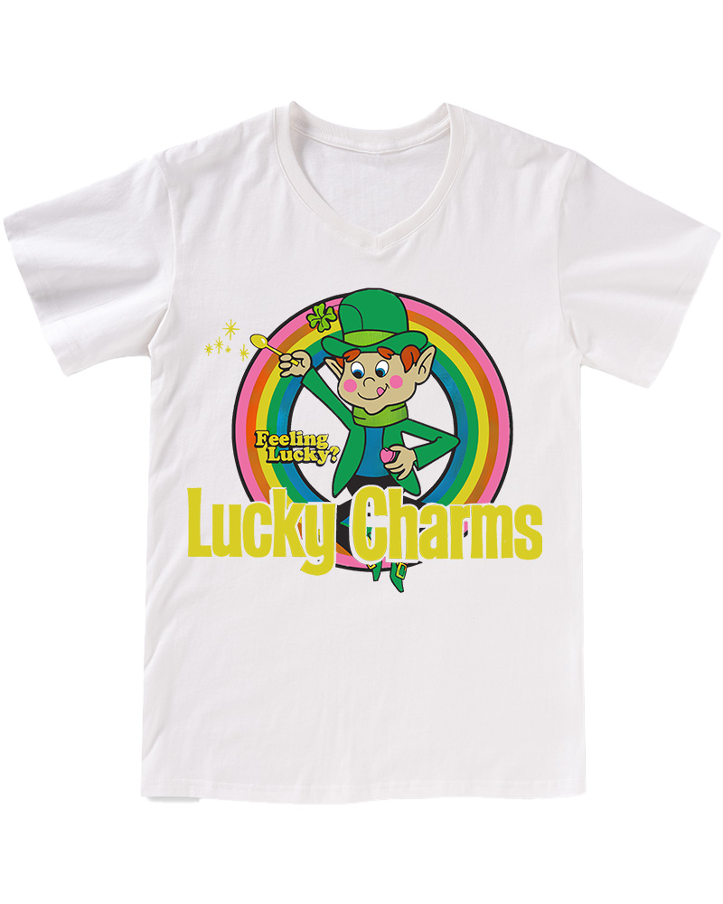 TheRetroTee Lucky Charms Leprechaun 1990s V-neck T-Shirt