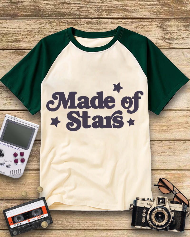 TheRetroTee Made Of Stars Raglan Baseball T-Shirt