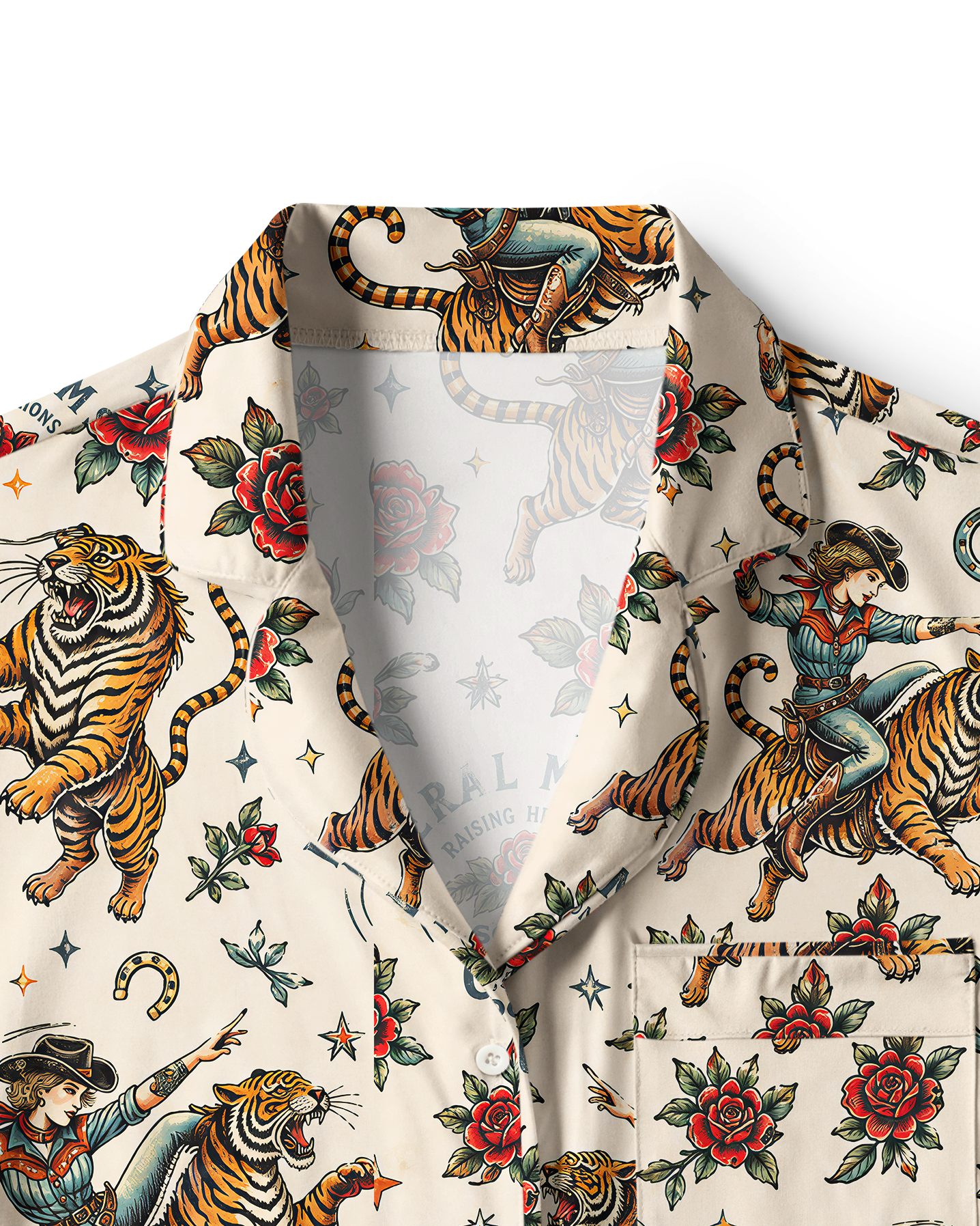 TheRetroTee Cowgirl Tiger Tattoo Vintage Pajama Set