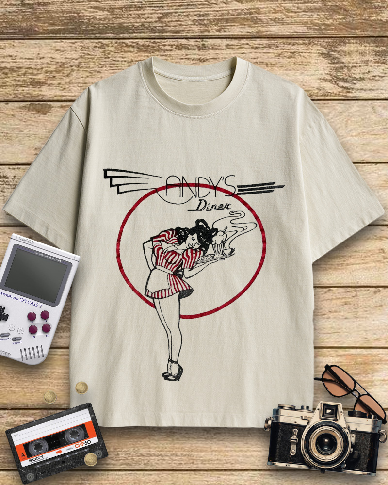 TheRetroTee Andy's Diner 1980s Cotton T-Shirt