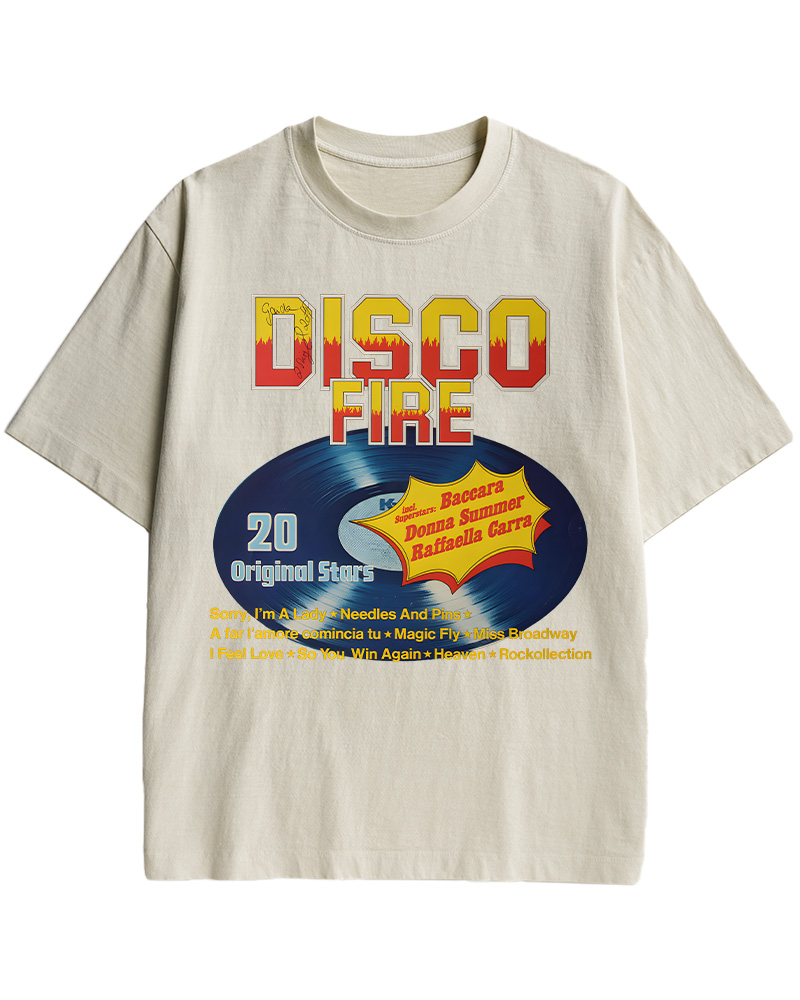 TheRetroTee Disco Fire 1970s Music Cotton T-Shirt