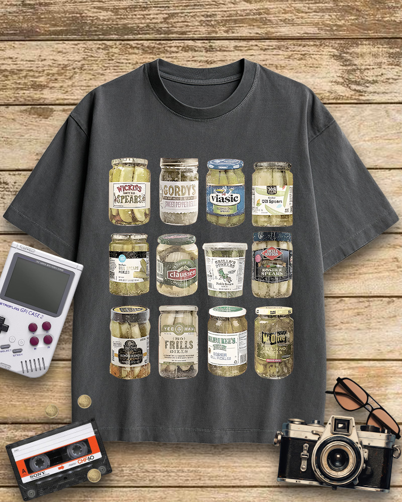 TheRetroTee Vintage Canned Pickles 1990s Cotton T-Shirt