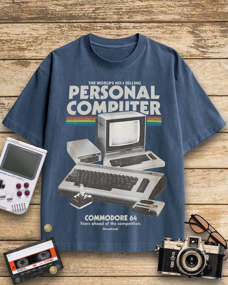 TheRetroTee Commodore 64 1980s Cotton T-Shirt