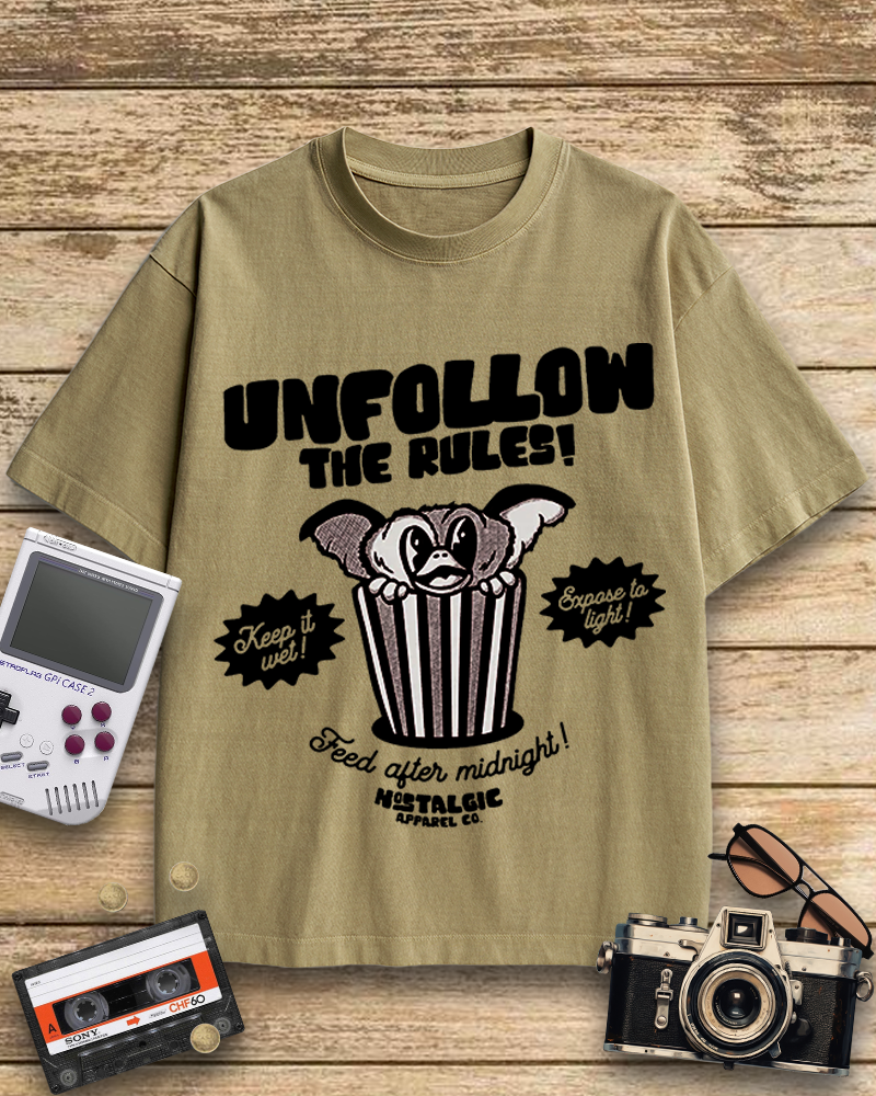 TheRetroTee Unfollow the Rules 1980s Cotton T-Shirt