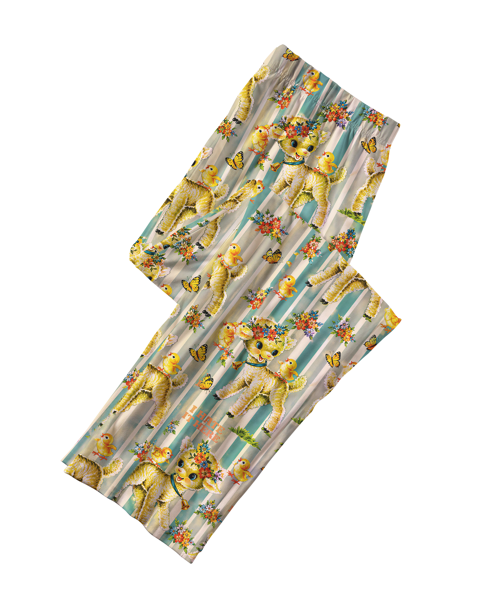 TheRetroTee Kitsch Lamb Stripe Vintage Pajama Set