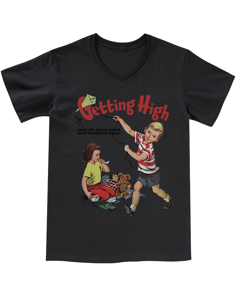 TheRetroTee Getting High 1950s V-neck T-Shirt