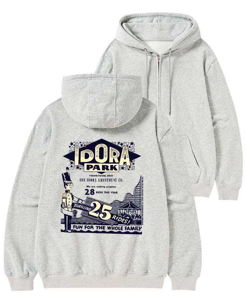 TheRetroTee Amusement Park Culture 1960s Zip-Up Hoodie