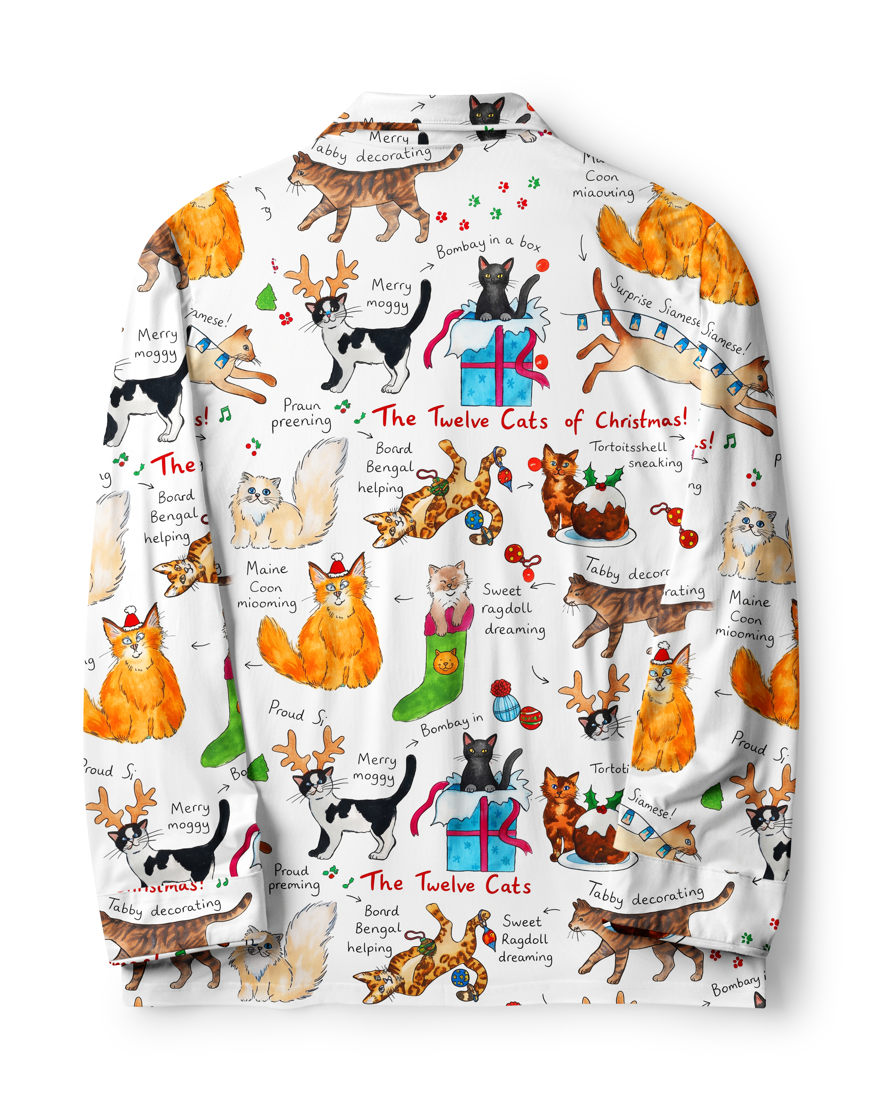 TheRetroTee Christmas Cats Story Vintage Pajama Set