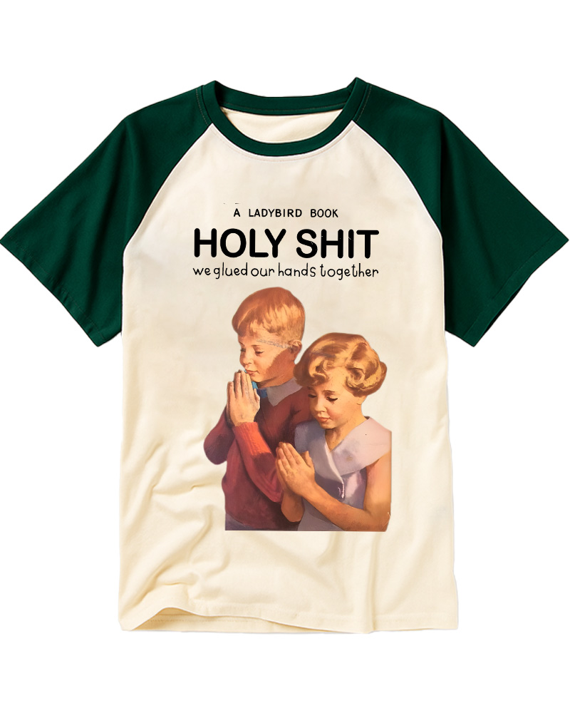 TheRetroTee A Ladybird Book Holy Shit 1950s Raglan Baseball T-Shirt