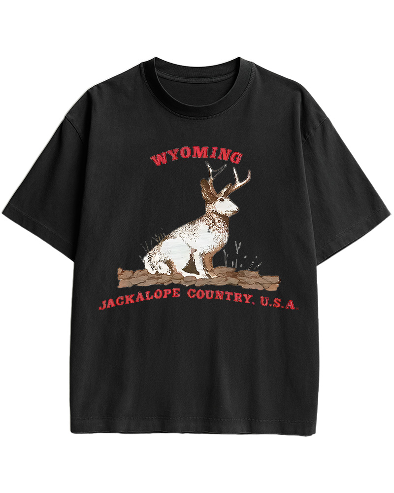 TheRetroTee 60's Vintage Wyoming Jackalope Country Cotton T-Shirt