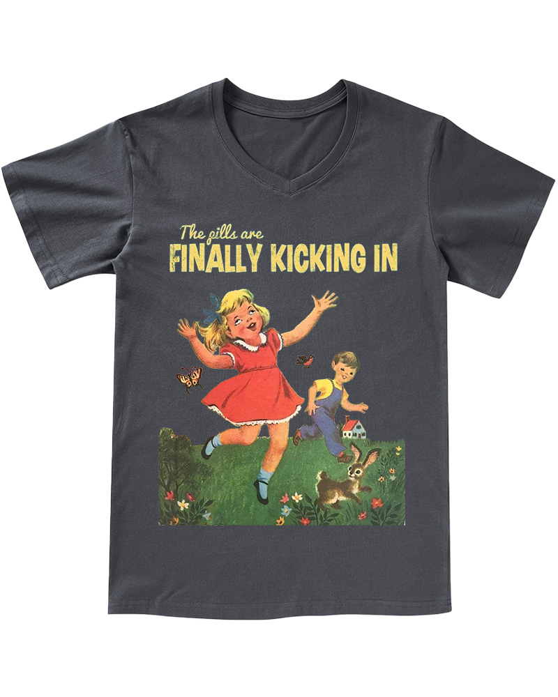 TheRetroTee The Pills Are Finally Kicking In 1950s V-neck T-Shirt