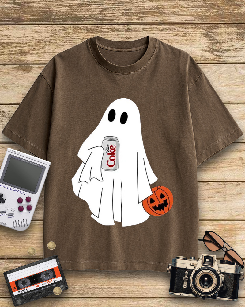 TheRetroTee Halloween Diet Coke Ghost 1980s Cotton T-Shirt