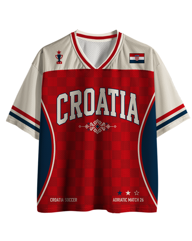 TheRetroTee Croatia Soccer Jersey Custom Name Mesh Jersey