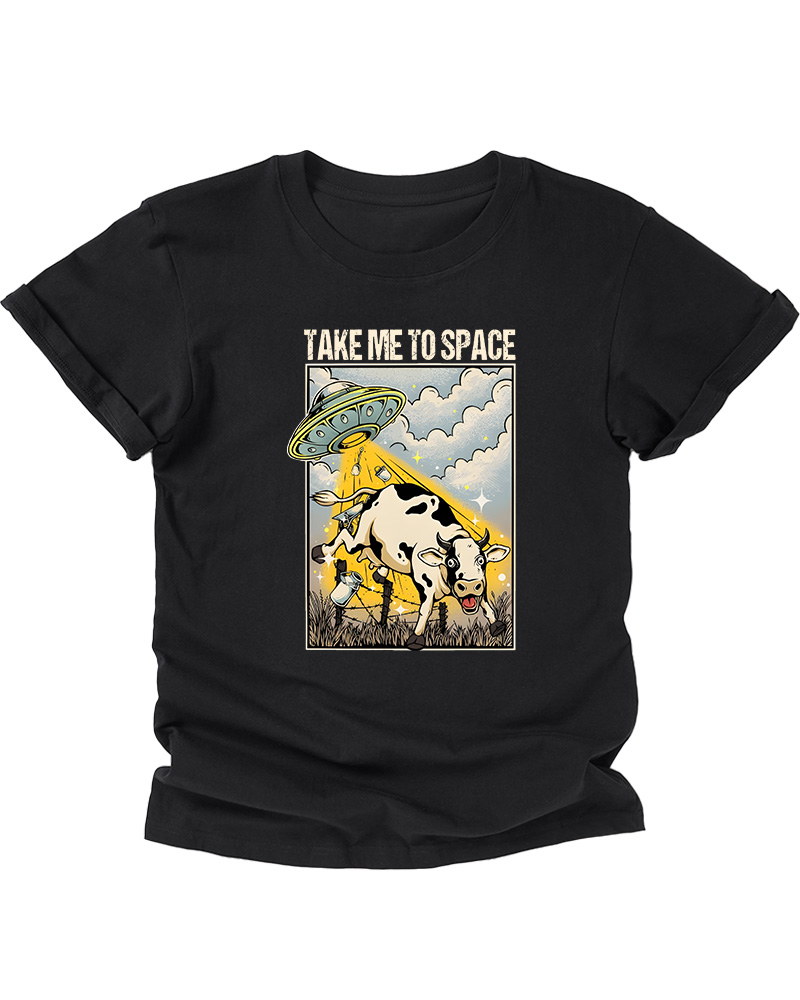 TheRetroTee Take Me To Space Cow Abduction 1950s Kids T-Shirt