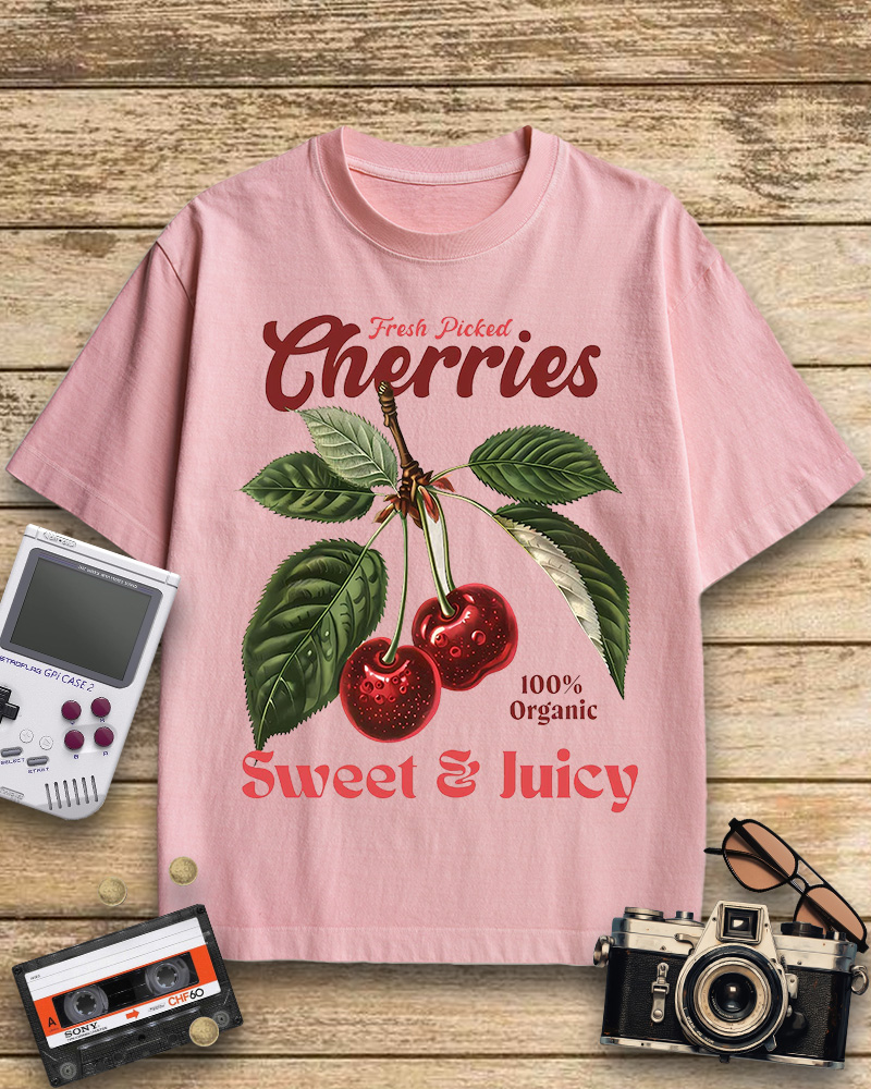 TheRetroTee Vintage Cherry 1950s Cotton T-Shirt