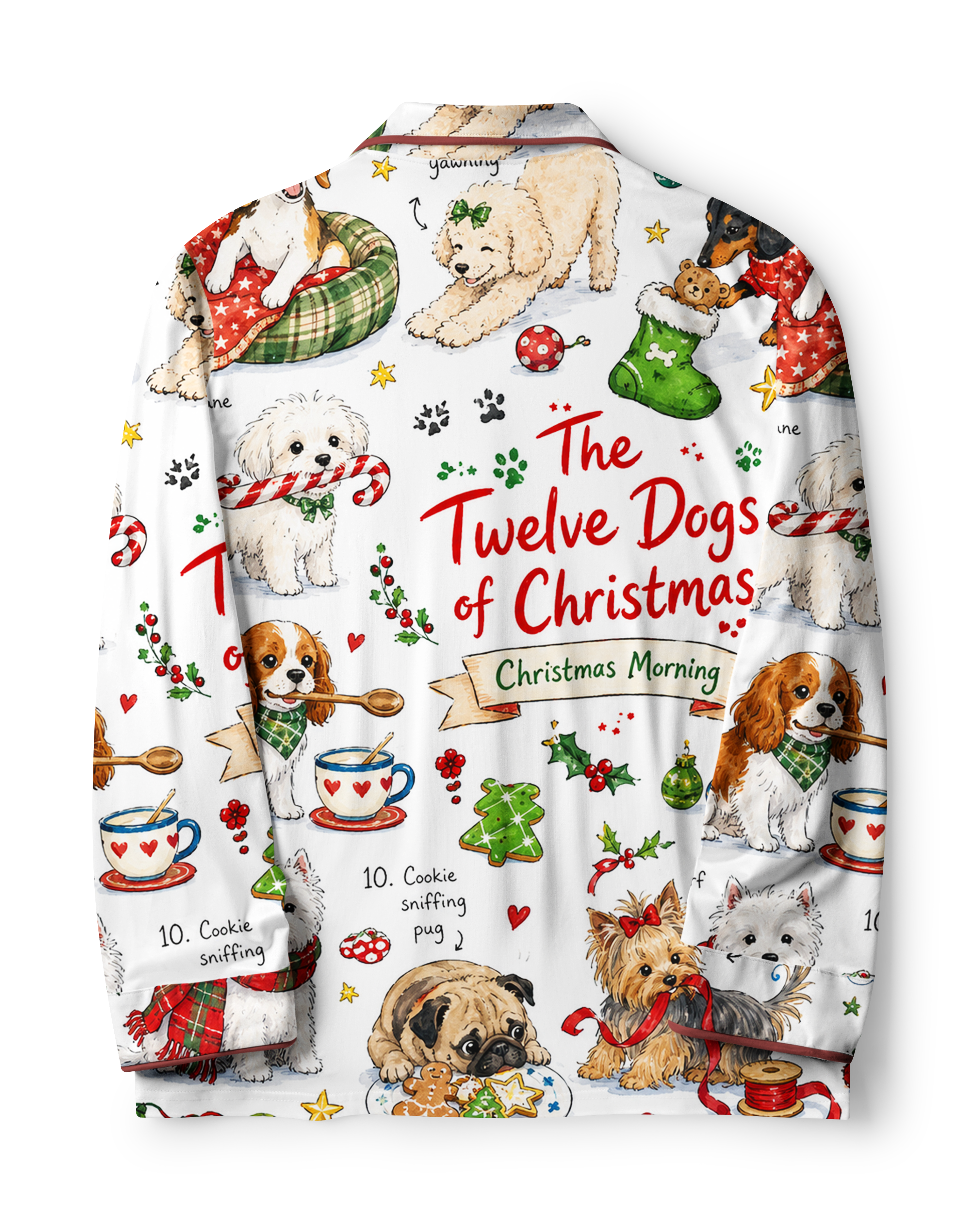 TheRetroTee Twelve Dogs of Christmas Vintage set Pajama Se