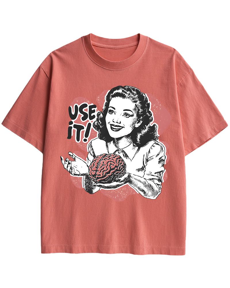 TheRetroTee Use Your Brain Sarcastic 1950s Cotton T-Shirt