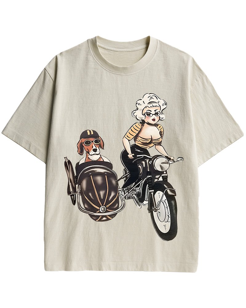 TheRetroTee On The Road Fitted 1950s Cotton T-Shirt