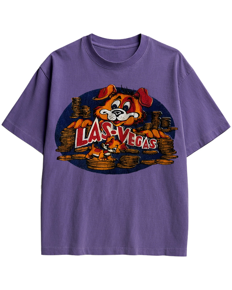 TheRetroTee Vintage 60s Las Vegas Dog Cotton T-Shirt