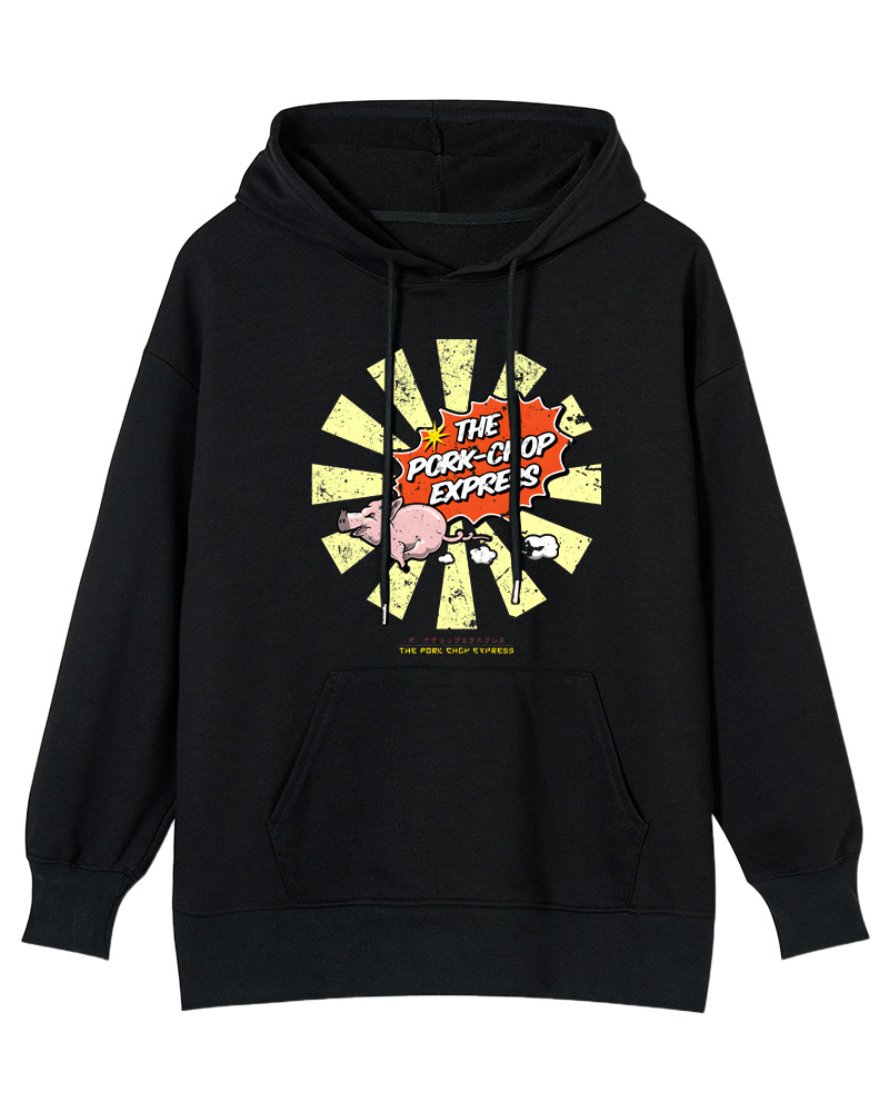 TheRetroTee Pork Chop Express 1980s Cotton Hoodie