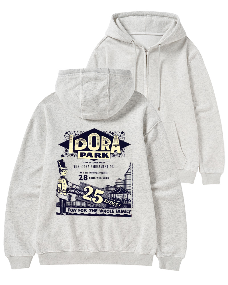 TheRetroTee Amusement Park Culture 1960s Zip-Up Hoodie