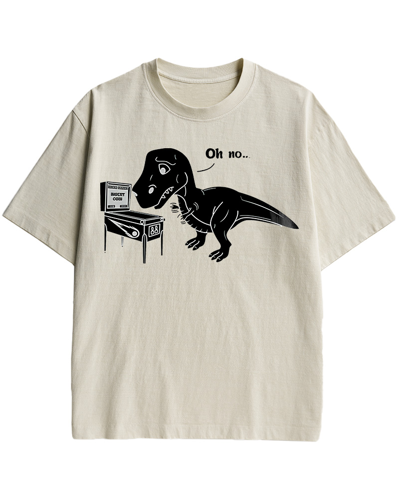 TheRetroTee Dinosaur Pinbal 1970s Cotton T-Shirt