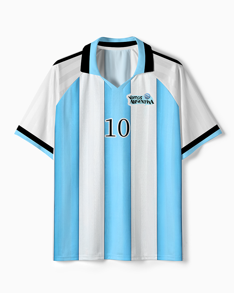 TheRetroTee Light Blue Argentina #10 Polo Mesh Jersey