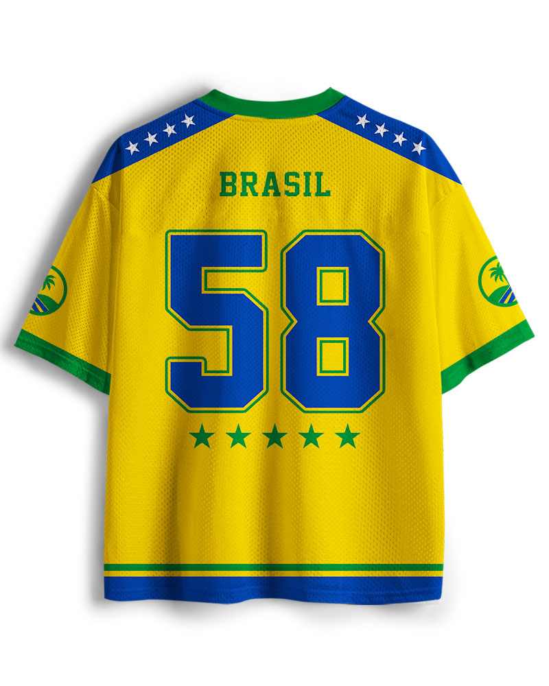 TheRetroTee Vintage Brazil Football Heritage Mesh Jersey