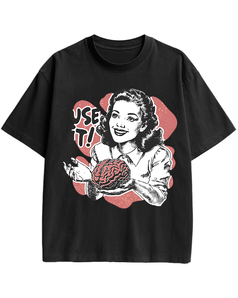TheRetroTee Use Your Brain Sarcastic 1950s Cotton T-Shirt