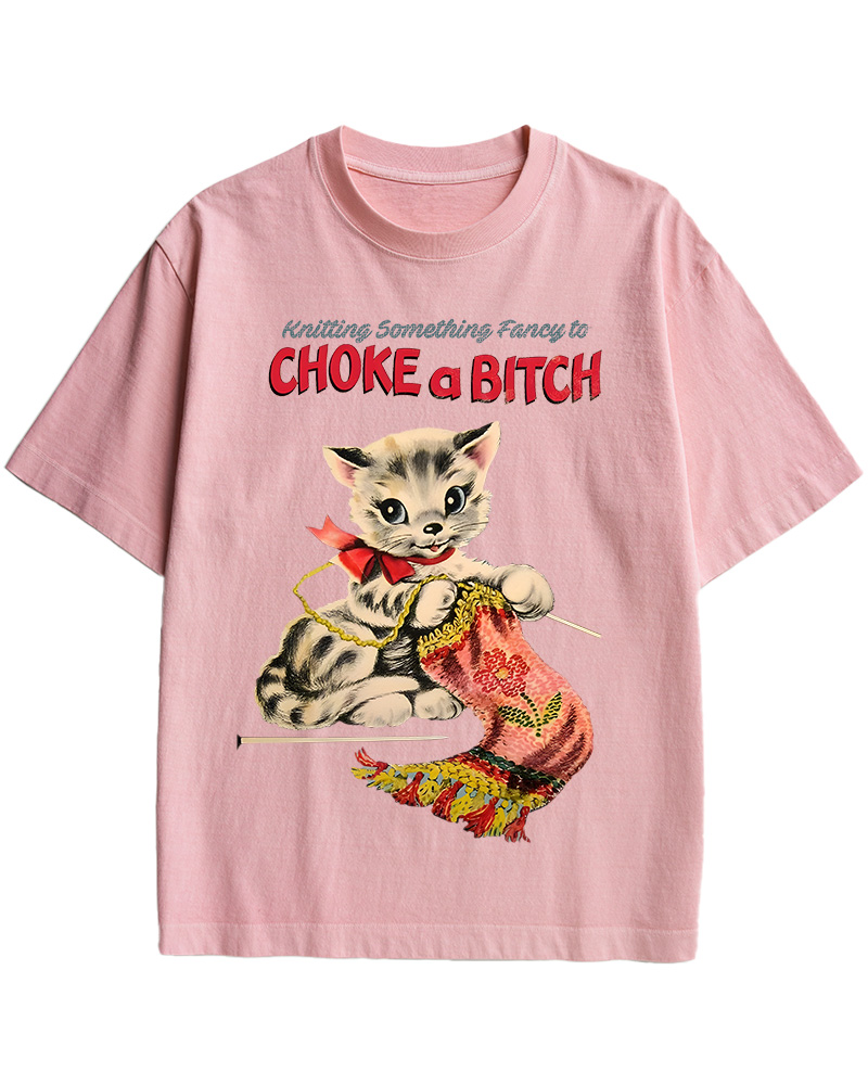 TheRetroTee Knitting Something Fancy to Choke a Bitch Pin-Up Cotton T-Shirt