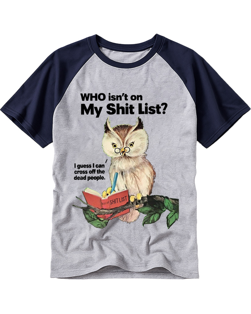 TheRetroTee Who Isn't on My Shit List 1870s Raglan Baseball T-Shirt