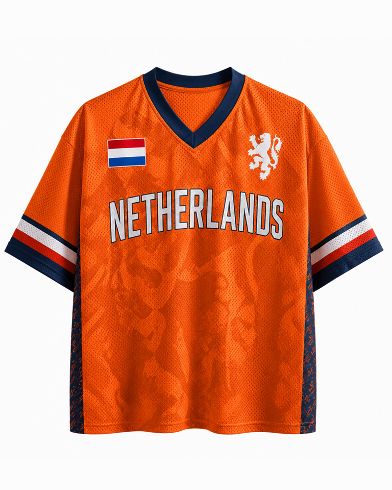 TheRetroTee Custom Name Number Netherlands Soccer Mesh Jersey