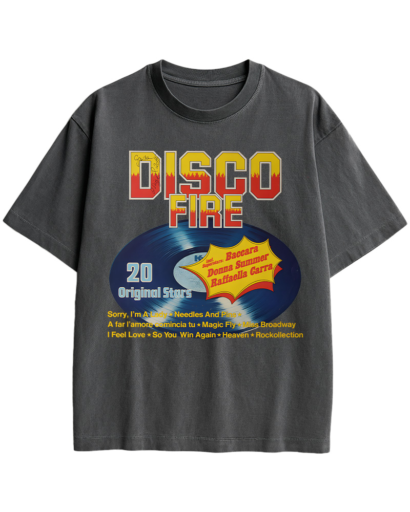 TheRetroTee Disco Fire 1970s Music Cotton T-Shirt