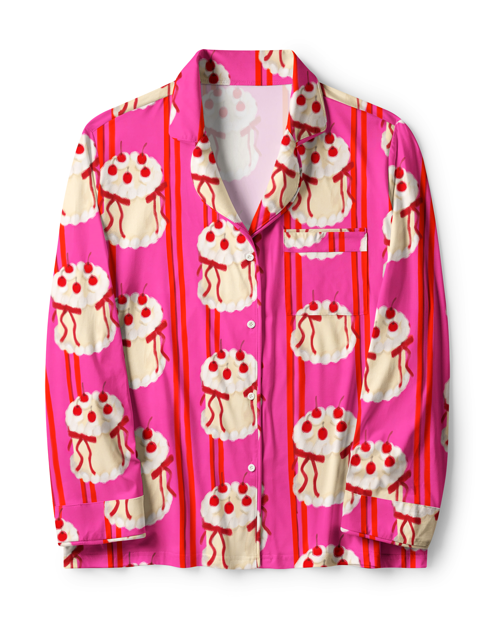 TheRetroTee Cherry Cake Stripe Vintage Pajama Set