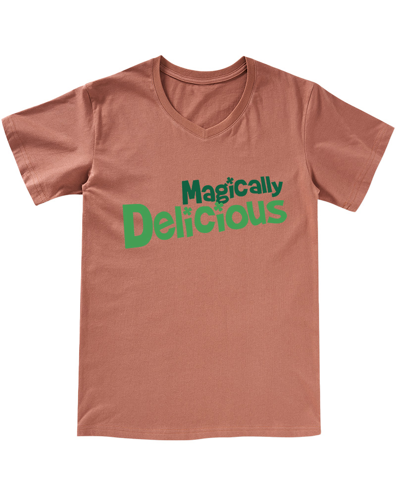 TheRetroTee Magically Delicious Juniors 1970s V-neck T-Shirt