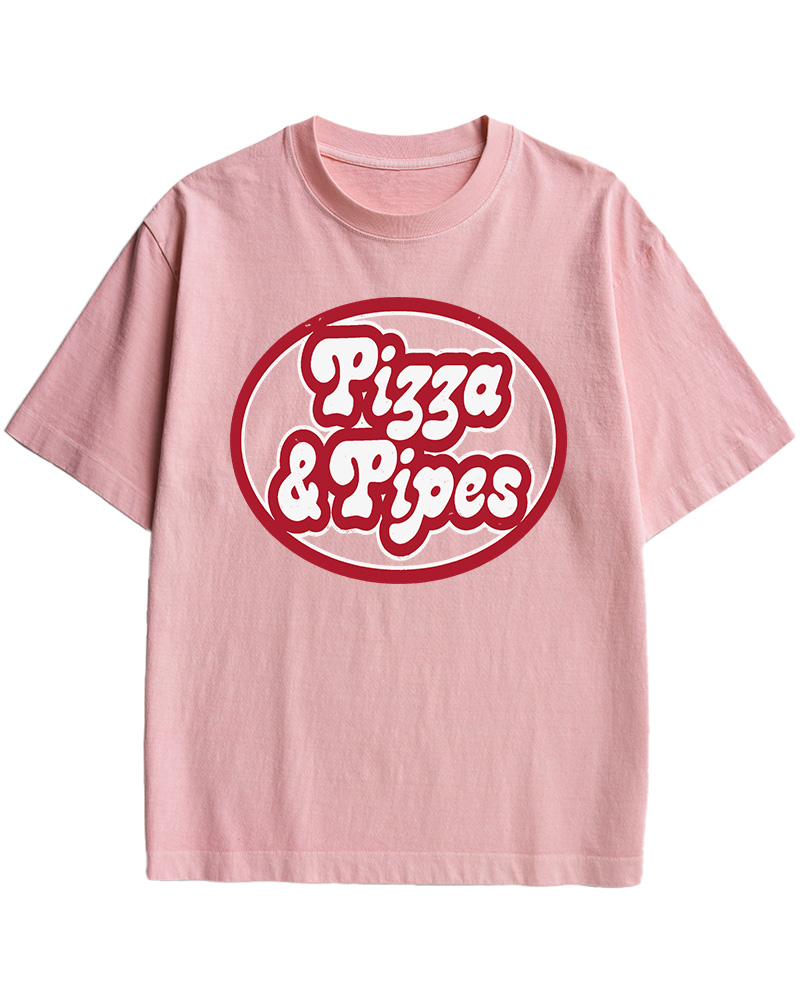 TheRetroTee Pizza & Pipes 1970s Cotton T-Shirt