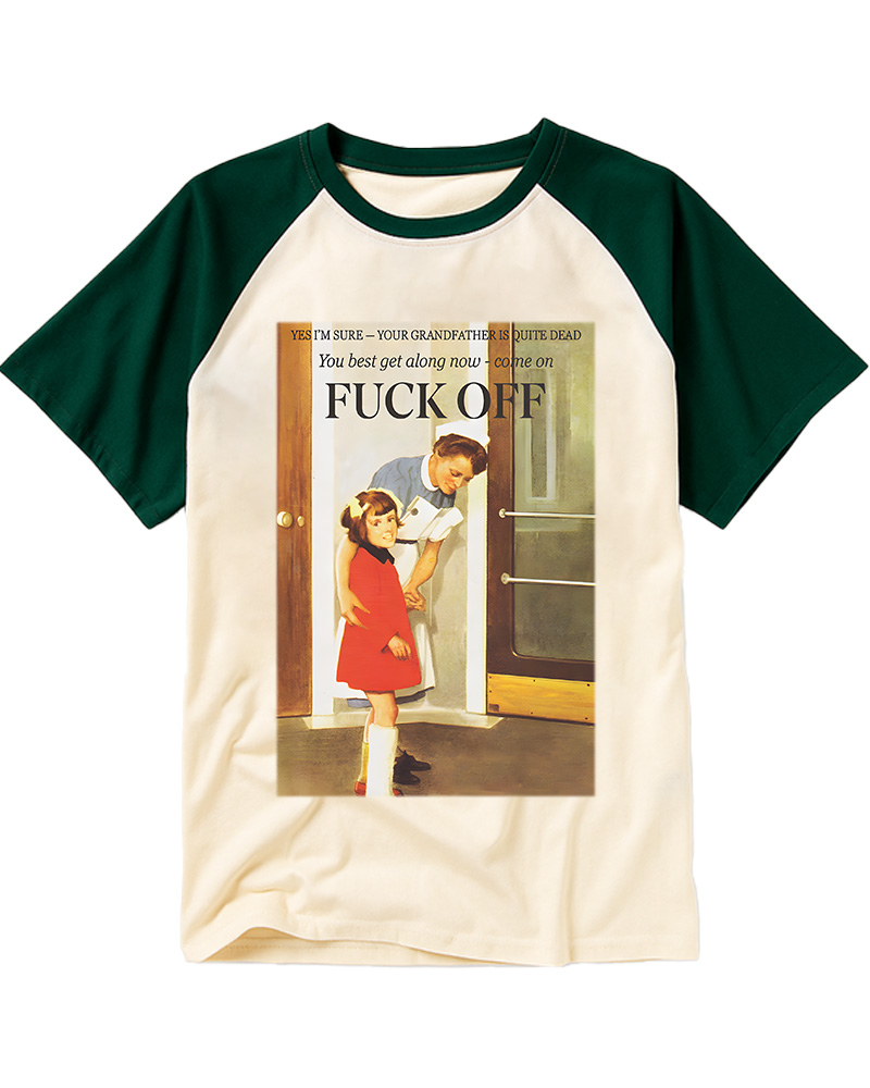 TheRetroTee Fuck Off Nostalgia 1950s Raglan Baseball T-Shirt