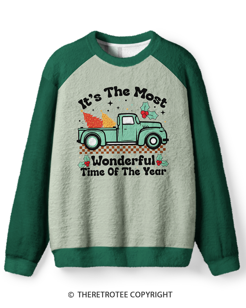 TheRetroTee Vintage Most Wonderful Time of the Year Christmas Truck Sweater