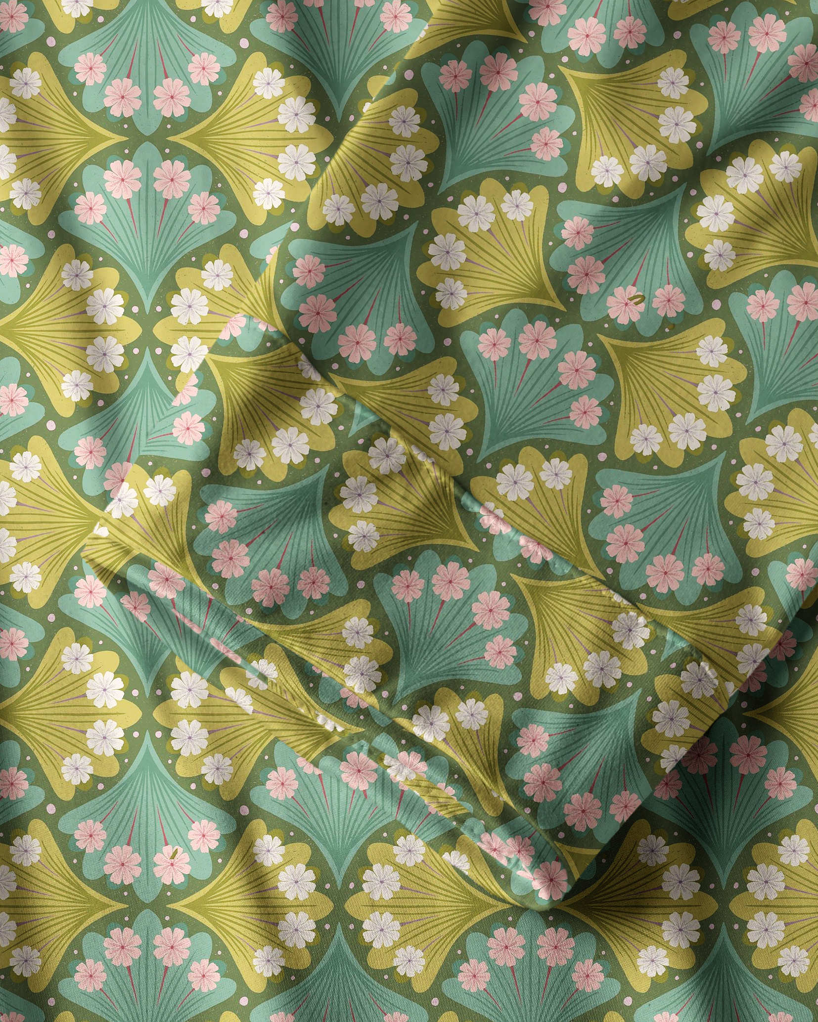TheRetroTee Art Deco Cherry Blossom Vintage Pajama Set