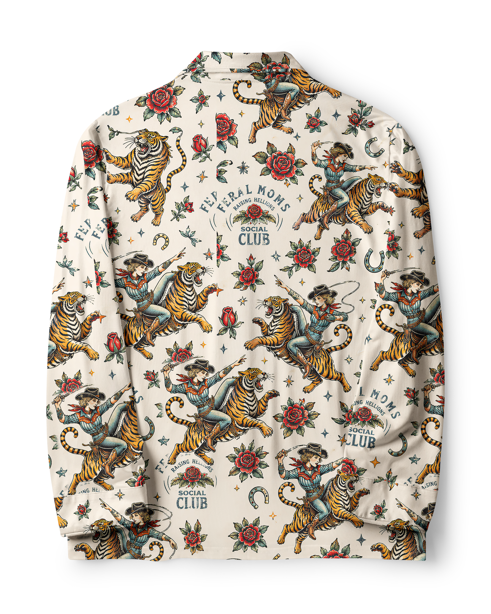 TheRetroTee Cowgirl Tiger Tattoo Vintage Pajama Set