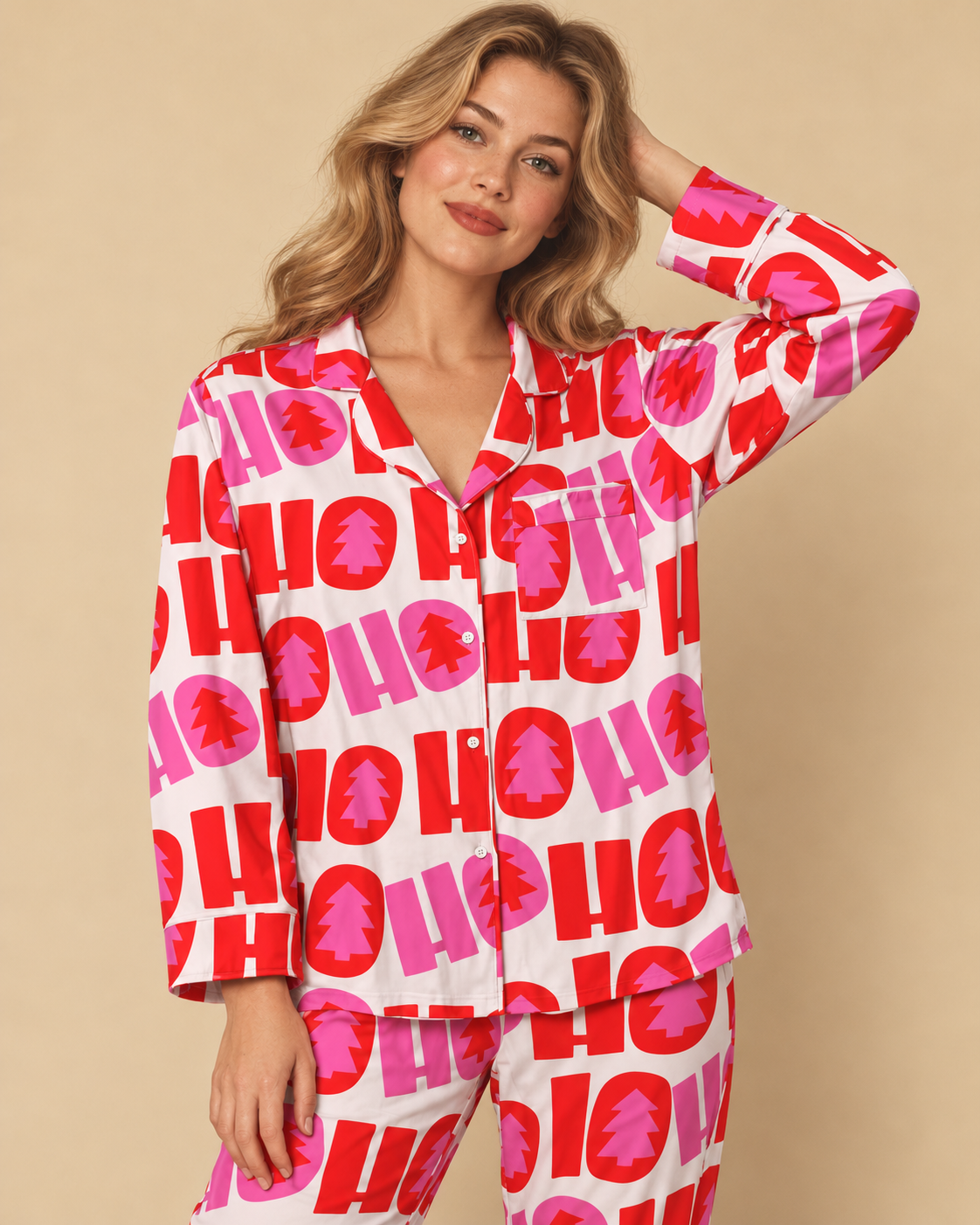 TheRetroTee Pink HoHoHoliday Vintage Pajama Set