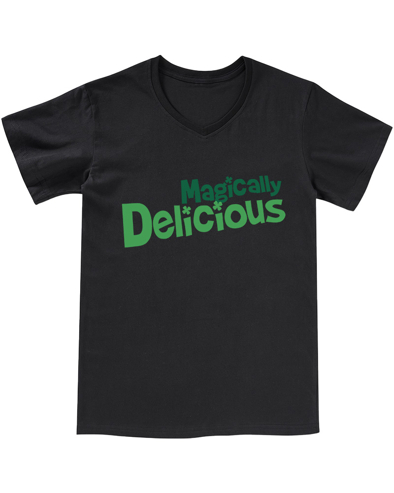 TheRetroTee Magically Delicious Juniors 1970s V-neck T-Shirt