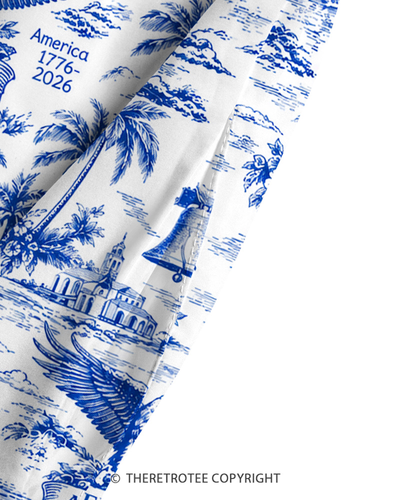TheRetroTee Liberty Blue Americana 1970s Strappy Maxi Dress