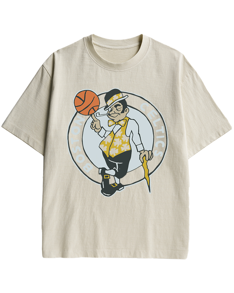 TheRetroTee Boston Leprechaun Basketball 1950s Cotton T-Shirt
