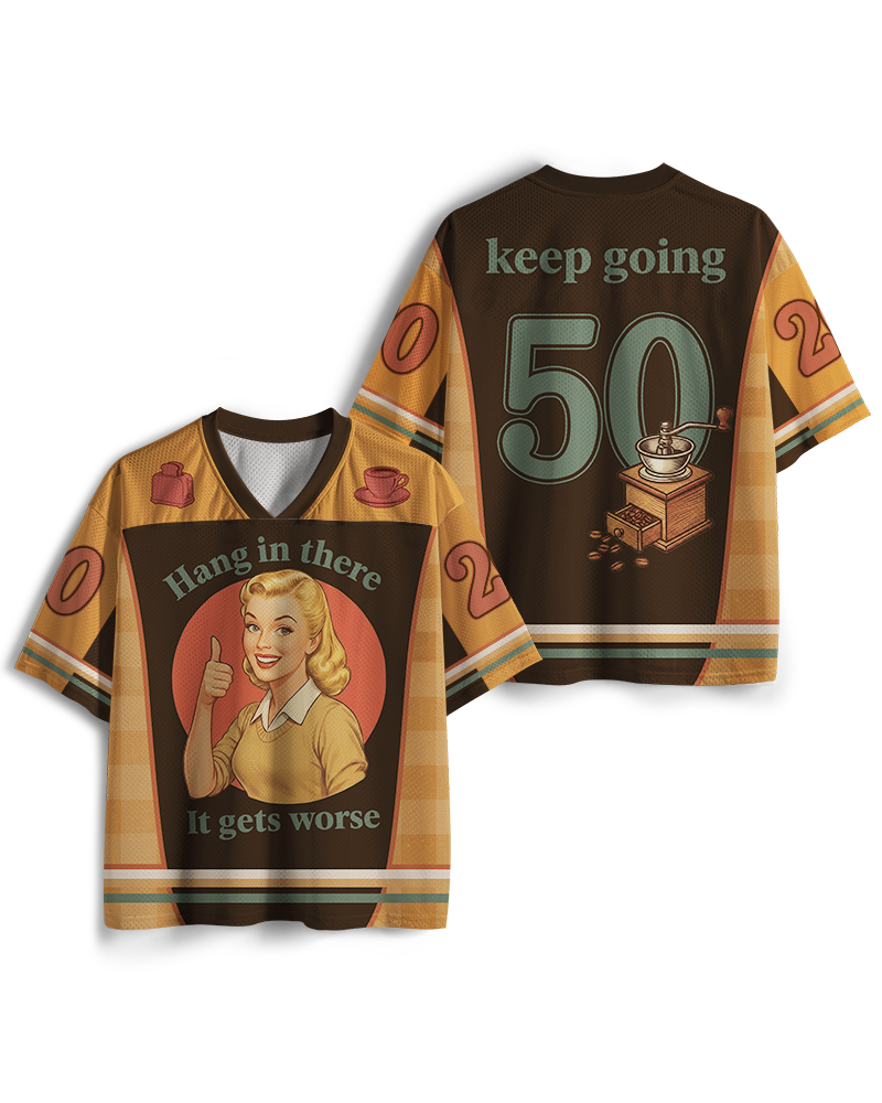 TheRetroTee Funny Motivation 1950s Mesh Jersey