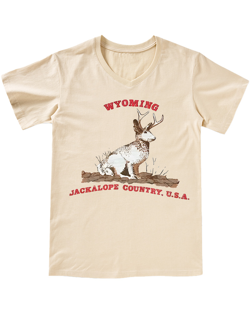 TheRetroTee 60's Wyoming Jackalope Country V-neck T-Shirt