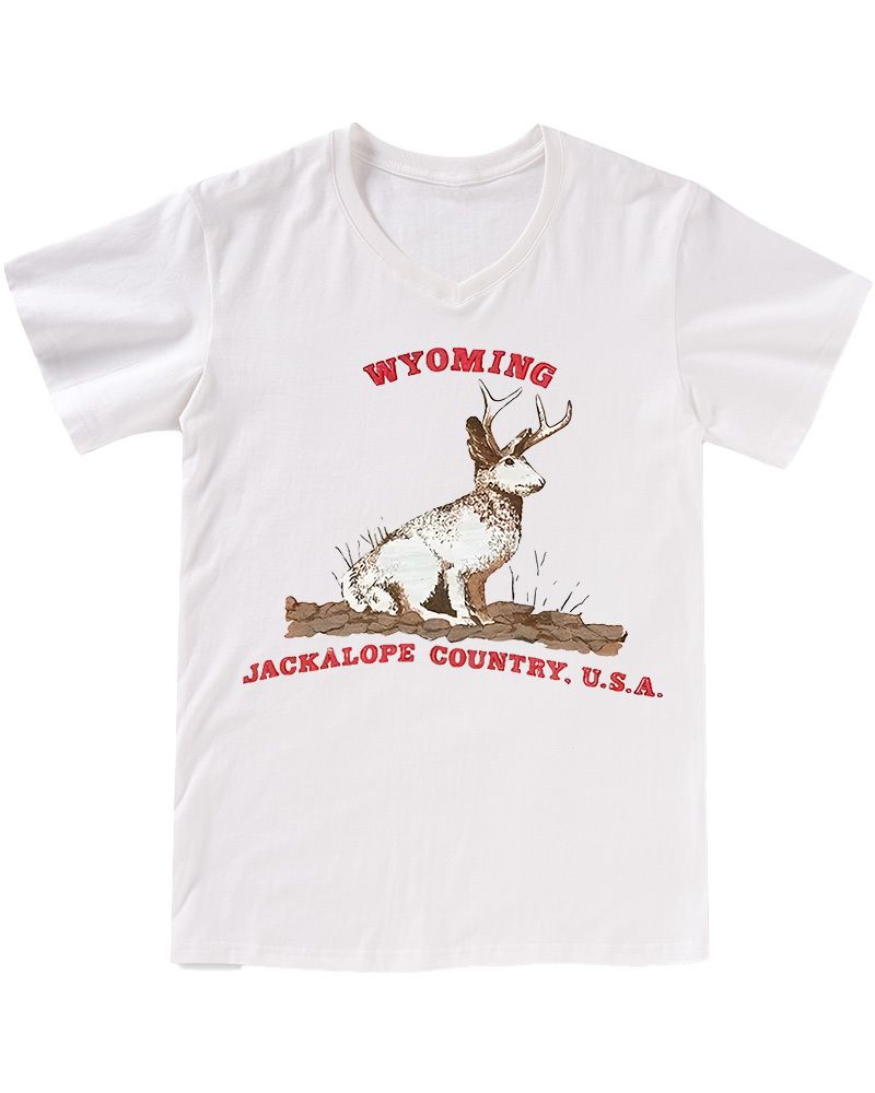 TheRetroTee 60's Wyoming Jackalope Country V-neck T-Shirt